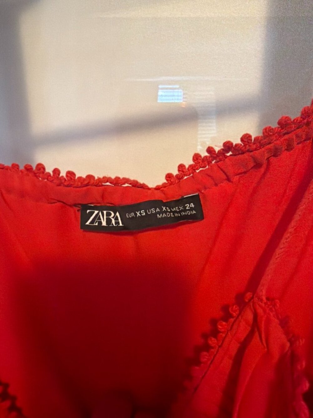 Zara Red Pleated Ruffle Dress | Size XS